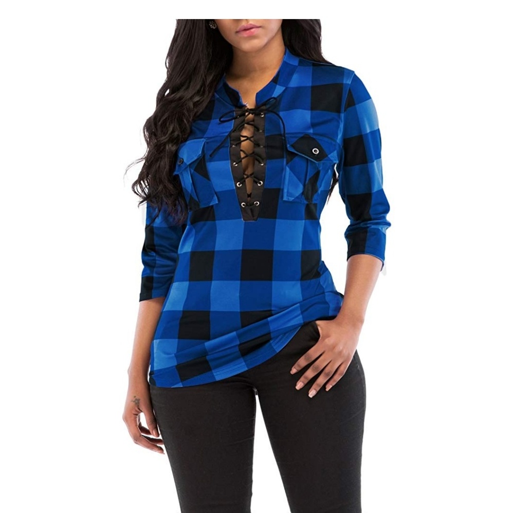 Checkered lace up tunic